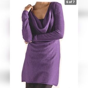 Eileen Fisher Royal Baby Alpaca Firal Drape Neck Long Top